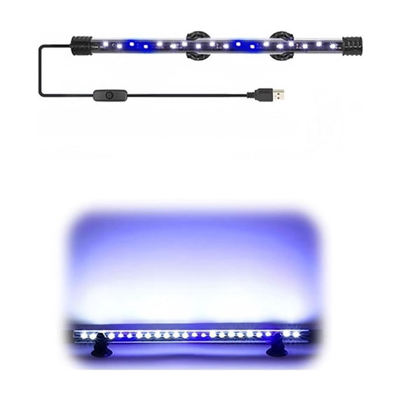 USB Aquarium Submersible LED Light Bar, 5V 5W to 12W Acrylic Fish Tank Lamp with Suction Cups, Inline Switch and 140 cm Cord for Small and Medium Tanks