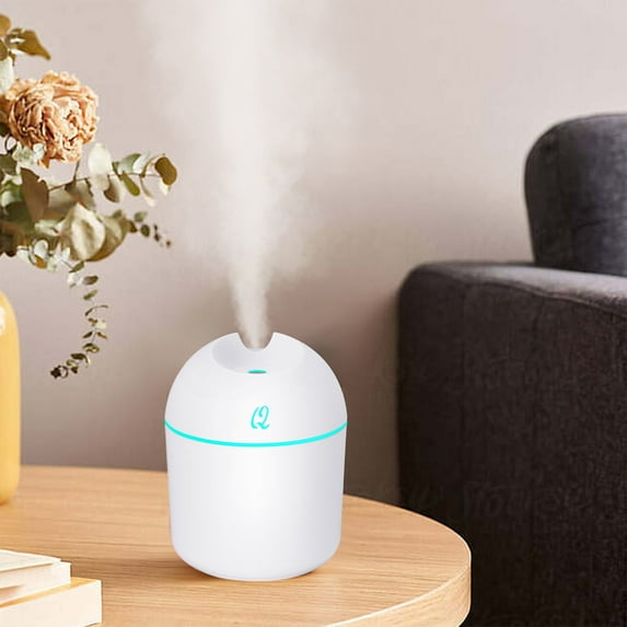 USB Aromatherapy Humidifier With Light, 220ML Quiet Cool Mist Humidifier, for Car Office Plants, Easy to Clean, Portable Mini, One-Button Control, Low Noise, Perfect for Travel Bedroom Baby Room