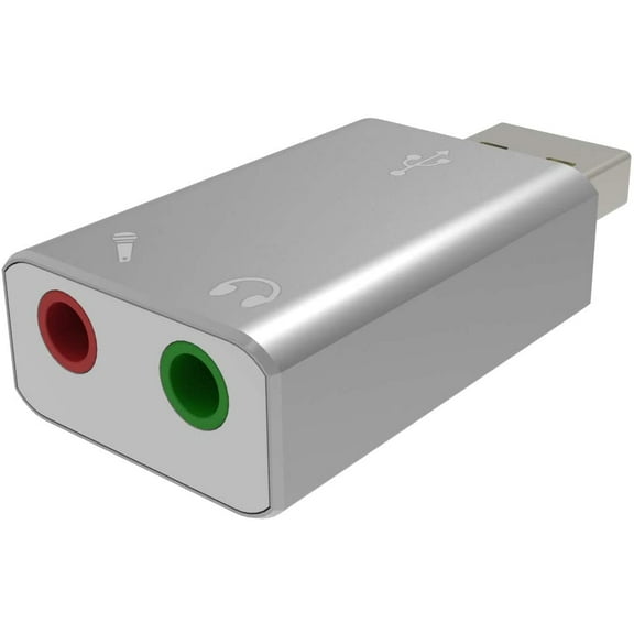 USB Audio Adapter External Audio Sound Card Adapter with Speaker Headphone and Microphone Jack for USB Audio Device - Silver