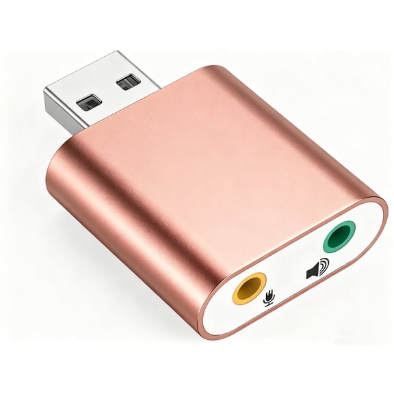 USB Audio Adapter with 3.5mm Jack, USB External Stereo Sound Card with 3.5mm Earphone and Microphone for PS4, PS5, Windows, Mac, Linux, Plug and Play