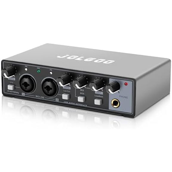 USB Audio Interface, 24-Bit/192kHz Plug & Play Sound Card for Recording XLR/Line In, Headphone Out, Low Latency, Compatible with PC, Mac, Smartphone$$Music