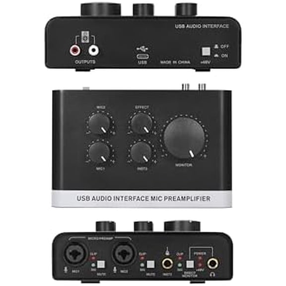 USB Audio Interface with 2X XLR/TRS Inputs, Phantom Power, USB-A/C Connectivity Perfect for Recording, Live Streaming, Podcasting Home Studio Use by Musicians Content Creators(OS3)$$Music