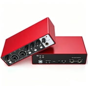 Yunnyp USB Audio Interface 24Bit/192kHz High-Resolution Sound Card for Music Recording, Studio, Guitar, Podcast, Streaming, Compatible with PC and Mac, Metallic Red