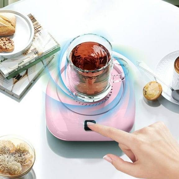 USB Automatic Coffee Stirrer Mug Saucer Electric Drink Mixer Home Office Use - Portable Design Quiet Operation(Pink)
