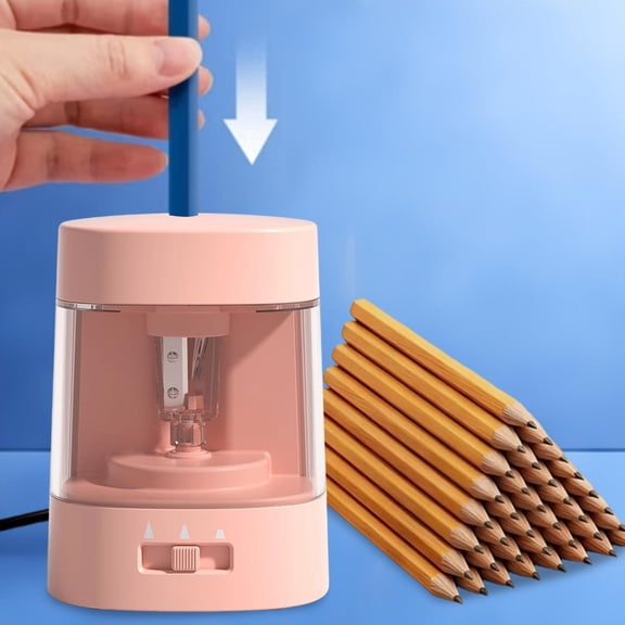 USB Automatic Electric Pencil Sharpener Dual Power Source Adjustable Tip Thickness Red 1 Count
