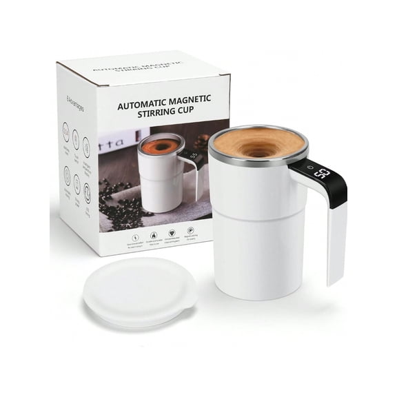 USB Automatic Stirring Coffee Mug Magnetic Self Stirring Mug Smart Temperature Display Home Office Travel Car Cup Portable Easy Clean Best Gift Perfect Valentine's Day Gift