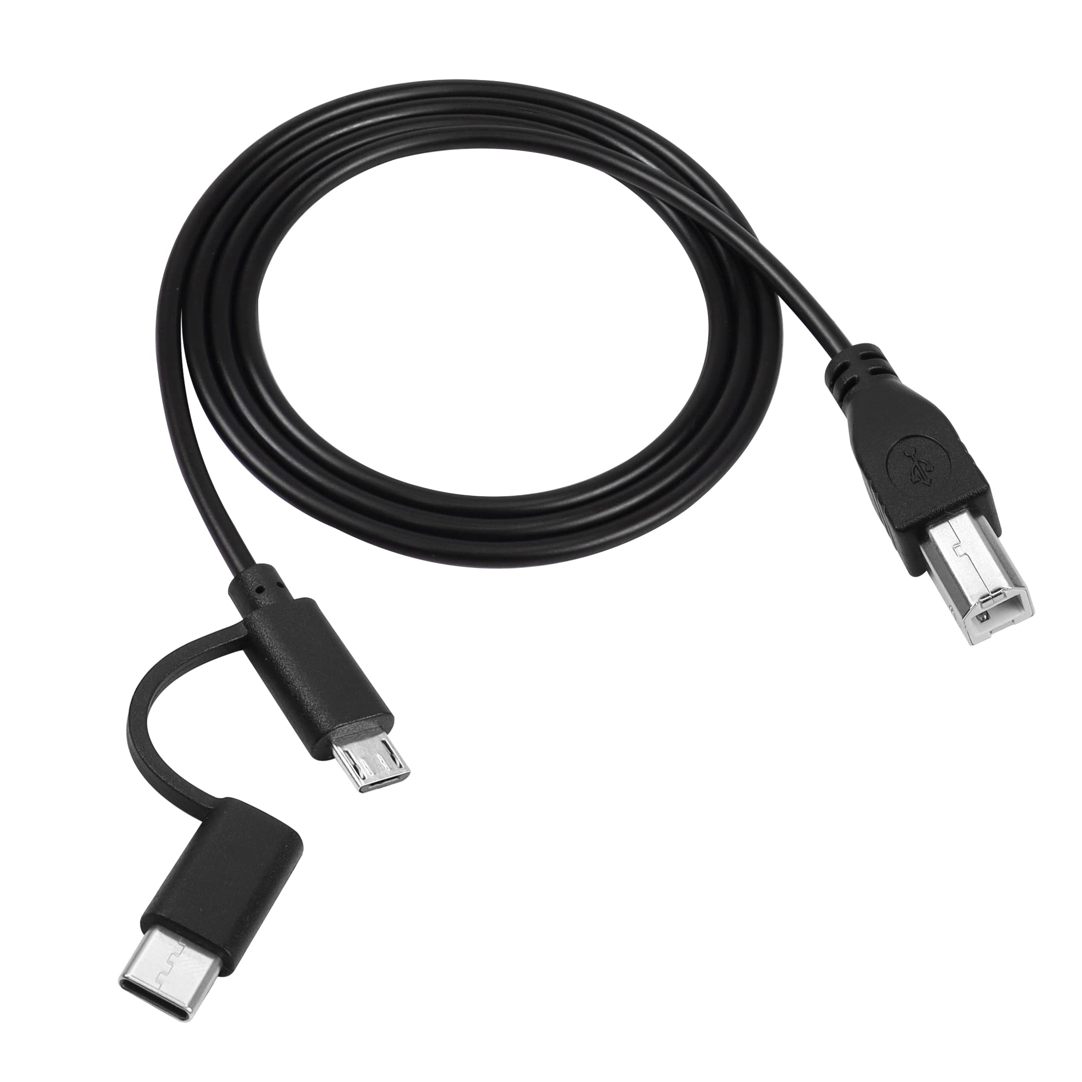 USB B Printer Cable 3.3 ft, 2in1 Designed, Micro USB to USB B, USB C
