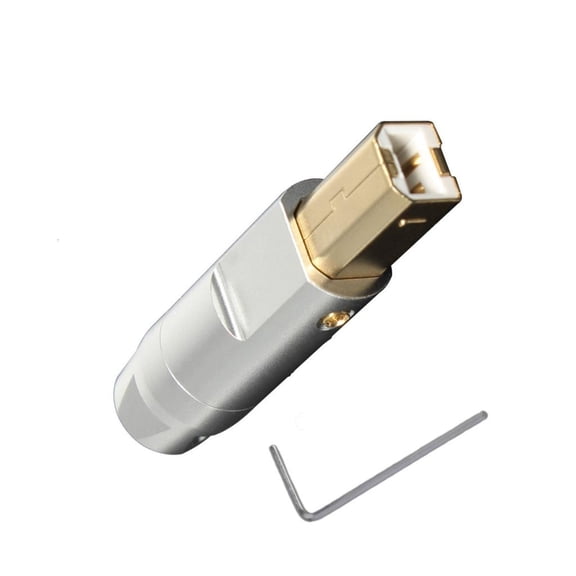 USB B-Type Square Port Gold-Plated Plug Connector Shell 6mm Hole Aluminum Alloy for Reliable USB Cable Repairs