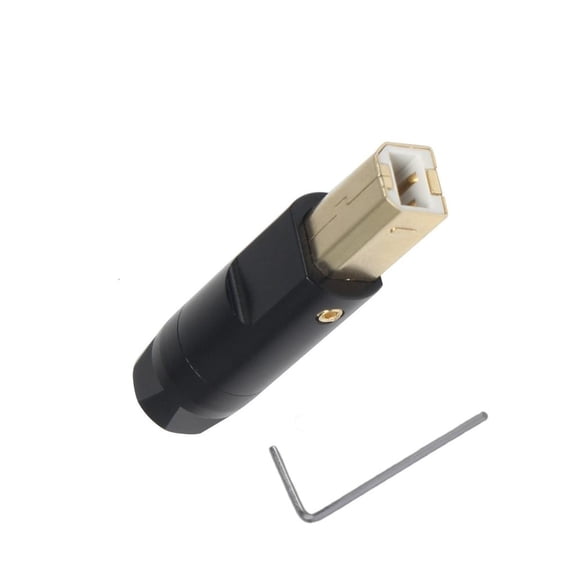 USB B-Type Square Port Gold-Plated Plug Connector Shell 6mm Hole Aluminum Alloy for Reliable USB Cable Repairs