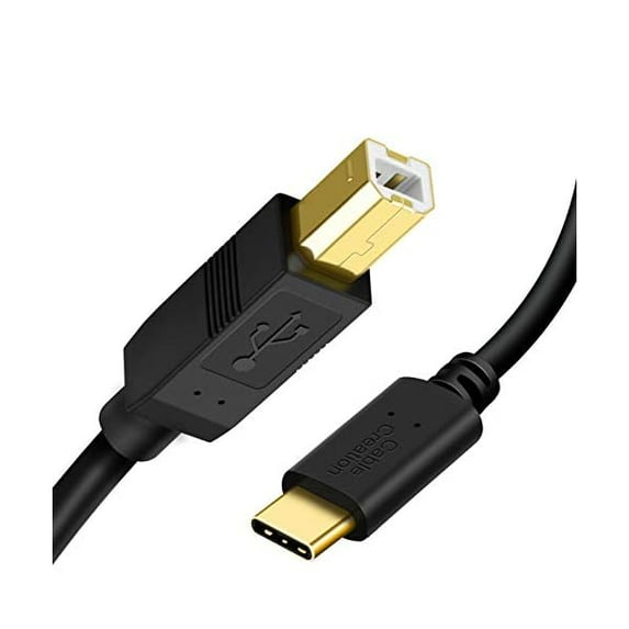 USB B to USB C Printer Cable 6.6FT, Type B to Type C Printer Cord for MacBook Pro, Air, MIDI Cable for Yamaha Casio Digital Piano, MIDI Keyboard, DJ Controller, DAC to iPad - 2M, Black