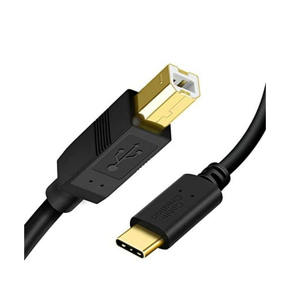 USB B to USB C Printer Cable 6.6FT, Type B to Type C Printer Cord for MacBook Pro, Air, MIDI Cable for Yamaha Casio Digital Piano, MIDI Keyboard, DJ Controller, DAC to iPad - 2M, Black