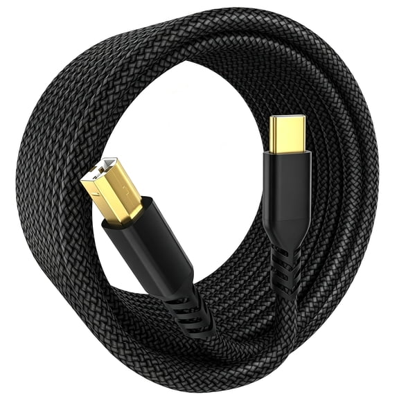 USB B to USB C Printer Cable 6.6ft Premium Aluminium Alloy Case Compatible for MacBook Pro, HP, Epson, Canon, Brother, Lexmark, Xerox Printers and Scanner,Nylon Braided