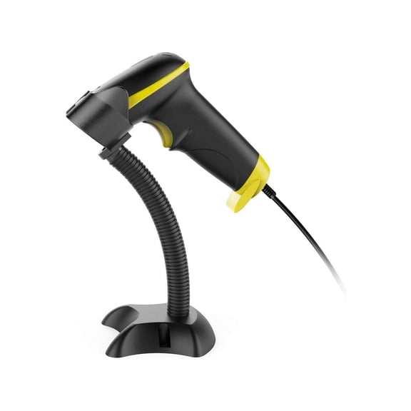 USB Barcode Scanner with Stand Automatic Sensing 1D Handheld Wired Laser Bar Code Reader Portable Hand Bar Code Scanner Fast Auto Scan for Warehouse Retail Store Library Supermarket POS