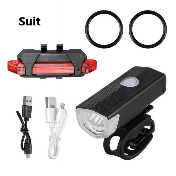 USB Bicycle Light Set,Bike Lights for Night Riding,Front Light&Rear Tail Light&USB Charging Cable Bike Accessories Black (2 pcs)