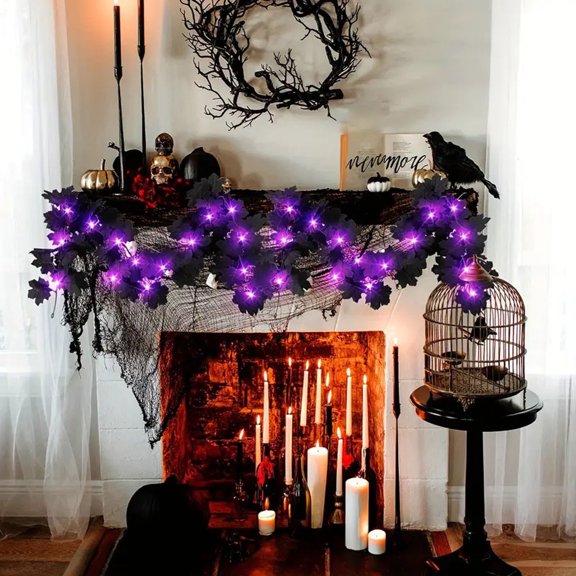 USB Black Maple Lights, Halloween Ghost String, Thanksgiving Horror Decoration, 5M Copper Wire Fairy Lights, Battery Operated Spooky Ambiance for Party