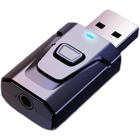 USB Bluetooth 5.0 Audio Adapter, 2 in 1 Transmitter Receiver for TV Car PC, Wireless 3.5mm AUX Jack for Headphones Speaker, Plug and Play Stable Dongle, Clear Soun