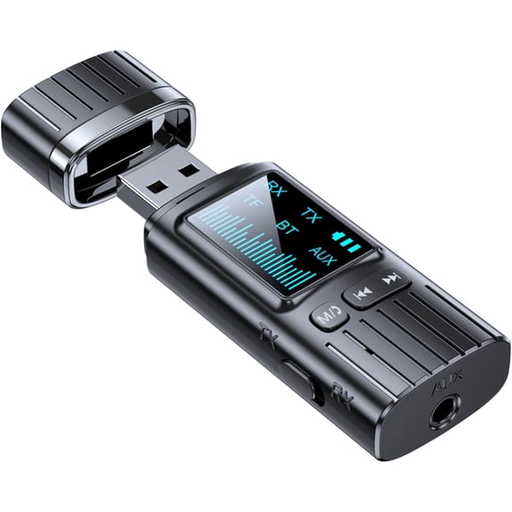 USB Bluetooth 5.4 Transmitter Receiver, 2-in-1 Mini Wireless Audio Adapter, 3.5mm AUX Bluetooth Adapter for TV, PC, Speakers, Car/Home Stereo System, Power Supply