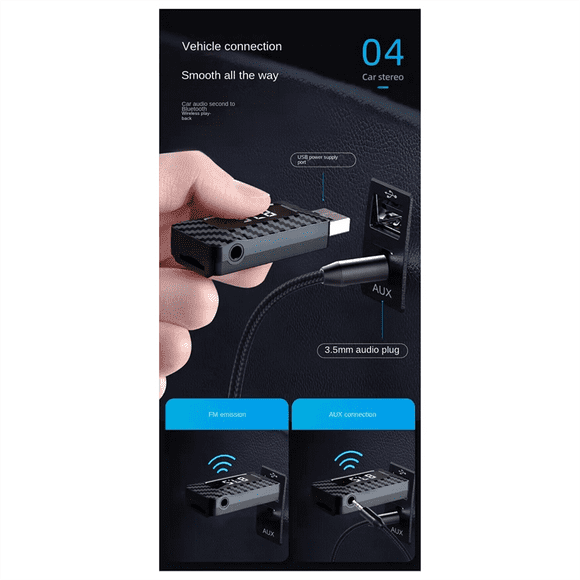 USB Bluetooth Audio Adapter Bluetooth Receiver Wireless Receiver Car Bluetooth 5.0FM Transmitter