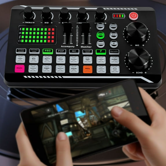 USB Bluetooth Live Sound Card for Stream Multi Effect Audio Mixer Voice Changer