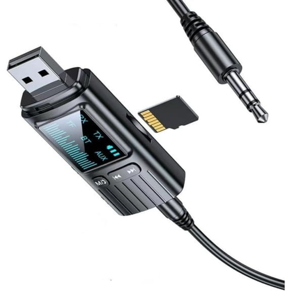 USB Bluetooth Transmitter Receiver, 2 in 1 Mini Wireless Audio Adapter, 3.5mm Bluetooth AUX Adapter, Bluetooth 5.4 Adapter, LED Display Audio Adapter for TV/PC/Headphones/Car Home Stereo