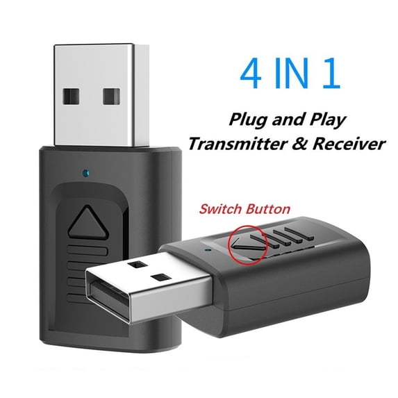 USB Bluetooth Transmitter Receiver 4-in-1 Mini Wireless Audio Adapter 3.5mm Bluetooth Aux Adapter for Headphones Speaker