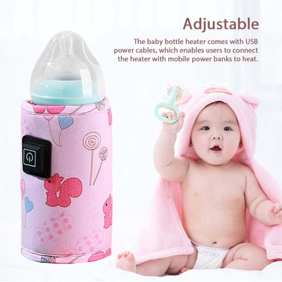 USB Bottle Warmer, Portable Baby Bottle Heater with Smart Temperature Control, Car and Power Bank Compatible, Milk Bag Warmer for Travel, Home, Office Use, 10W, Velvet Material