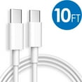 thumbnail image 1 of USB C to USB C 100W Fast Charging Cable, Borz 10FT USB-C to USB-C Charger Cord Compatible with Samsung Galaxy Note10 Note10+ Plus A80, Google Pixel 2/3/3a XL, iPad Pro 2018 and More, 1 of 10