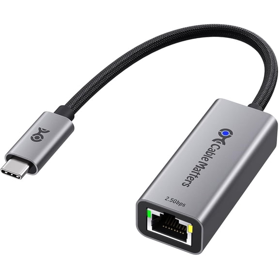 USB C to 2.5Gb Ethernet Adapter, 2.5 Gigabit Network Speed, USB C to Ethernet Adapter Compatible with USB4, Thunderbolt 4/5, Plug & Play for MacBook, Laptop, and USBC Devices