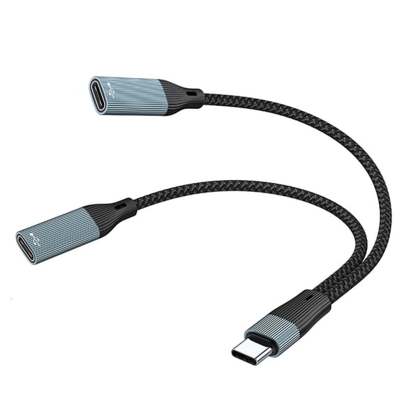 USB C 2Port Hubs Aluminum Nylons Braided Cable Data Transfer Charging Adapters Electronics