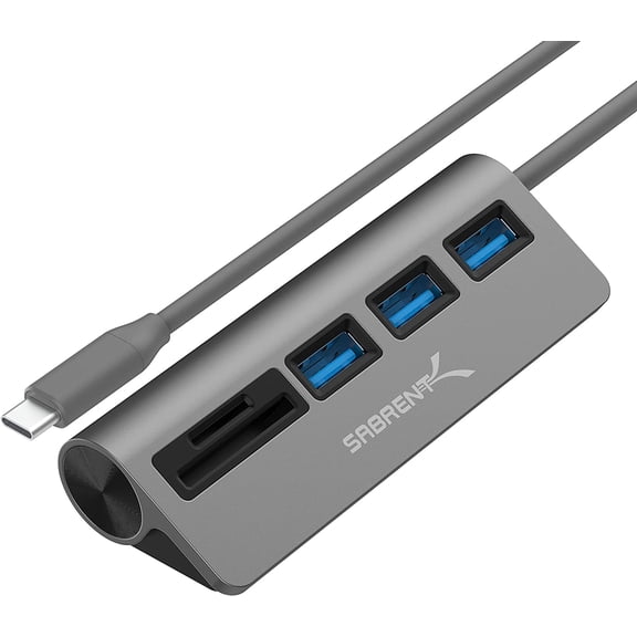 USB-C 3.0 Hub 5-in-1 USB SD Card Reader SD & TF Dual Slot + 3 USB 3.0 Hub Portable Compatible with MacBook Mac /Mini iMac XPS Surface Windows Thunderbolt (HB-U3CR)