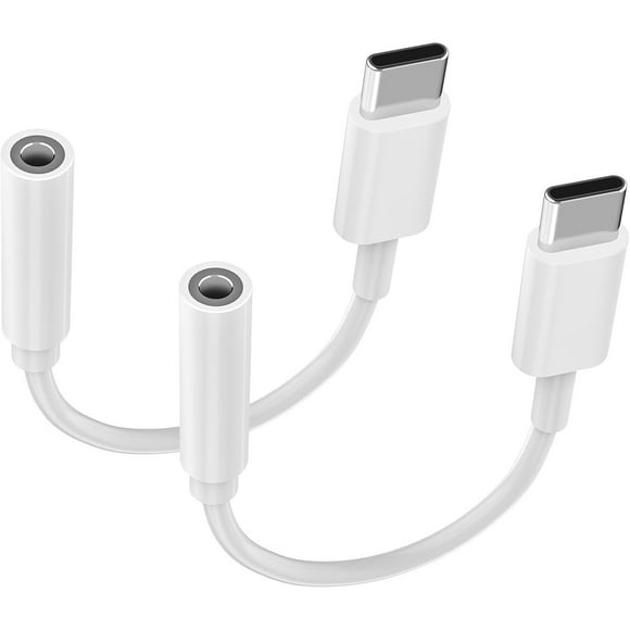 USB C to 3.5 mm Headphone Jack Adapter, 2 Pack Earphone Audio Jack Aux Dongle Cable for iPhone 17, Air, 16/15 Pro Max, Galaxy S25 S24 Ultra Note, iPad Pro mini, MacBook