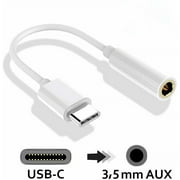 USB C to 3.5 mm Headphone Jack Adapter, Type C Audio Jack Adapter Aux Cable Compatible with LG V30 V20 G6/Google Pixel/OnePlus 6T/OnePlus 7 Pro/Huawei P30/P20 and More USB C Devices (White)