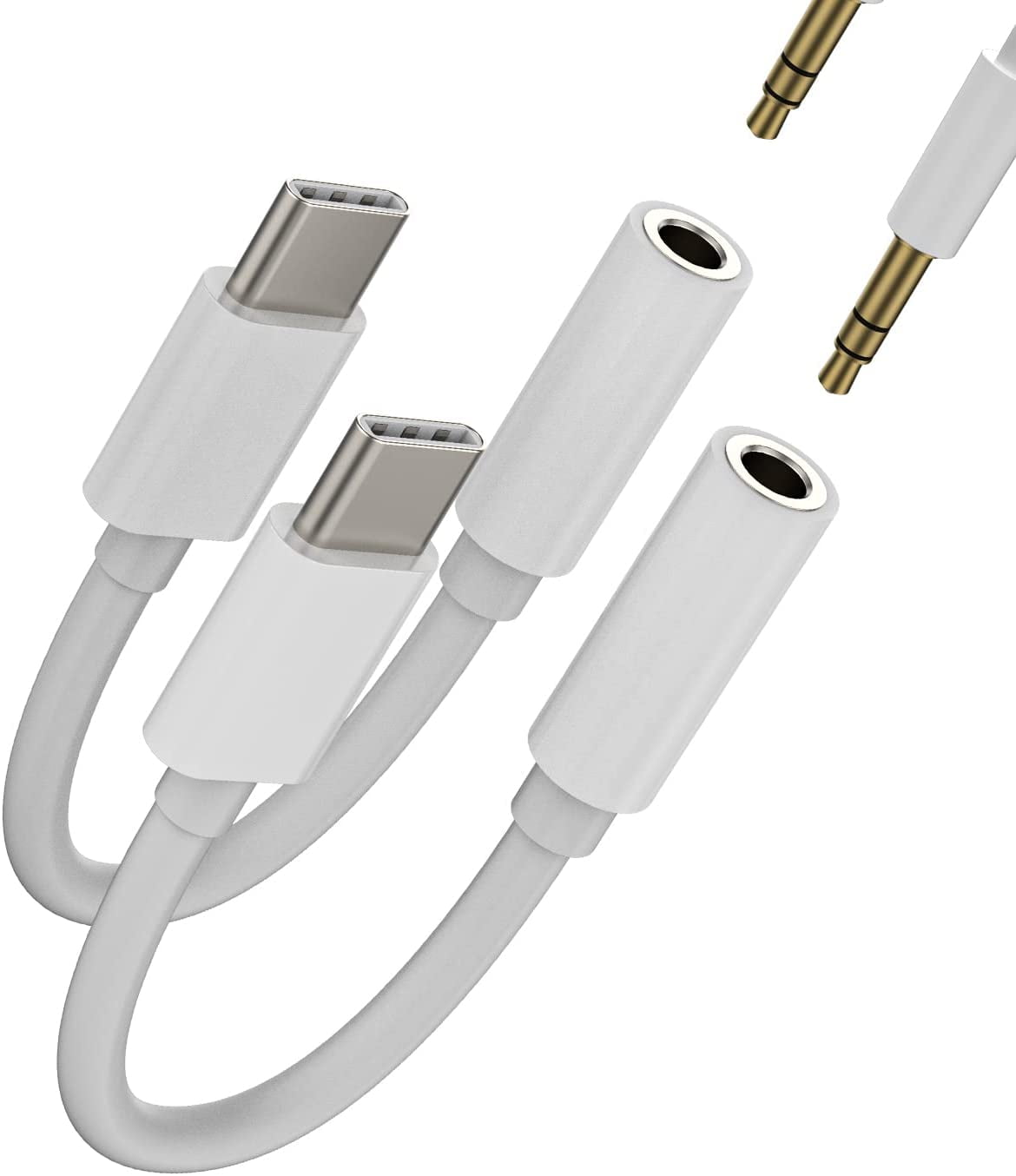USB C to 3.5mm Audio Adapter Headphone(2pack)AUX Dongle Jack USBC Type C DAC Earbud Earphone