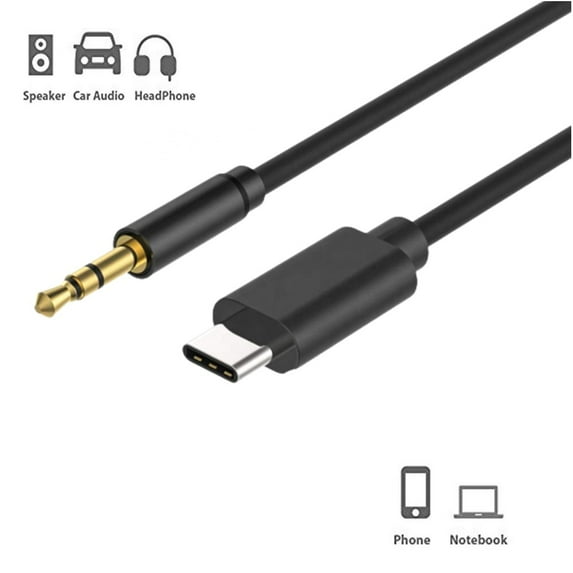 USB C to 3.5mm Audio Aux Jack Cable, Type C Adapter to 3.5mm Headphone Car Stereo Aux Cord for iPad Pro 2018 Samsung Galaxy S21/S20 Ultra Note20 10+,Google Pixel 5 4 3 2XL,Oneplus - Black