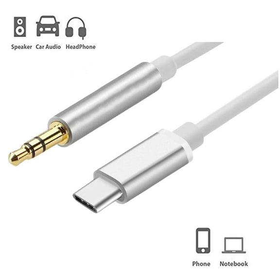 USB C to 3.5mm Audio Aux Jack Cable, Type C Adapter to 3.5mm Headphone Car Stereo Aux Cord for iPad Pro 2018 Samsung Galaxy S21/S20 Ultra Note20 10+,Google Pixel 5 4 3 2XL,Oneplus - White