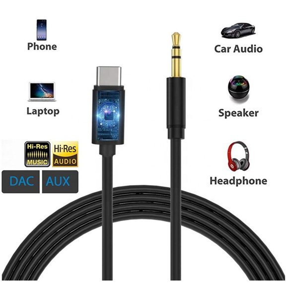 USB C to 3.5mm Audio Aux Jack Cable,Type C Adapter to 3.5mm Headphone Stereo Cord Car Compatible with iPad Pro 2018 Google Pixel 2 3 XL Moto Z and Galaxy Note10+ Huawei HTC (3.28Ft)