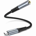 thumbnail image 1 of USB C to 3.5mm Audio Headphone Adapter (1Ft), Hi-Res 32bit/384kHz USB C to Audio Female Jack Adapter Aux Cord, USB C Aux Dongle Cable for iPhone 16/15, iPad Pro, Galaxy S24/23, 1 of 1