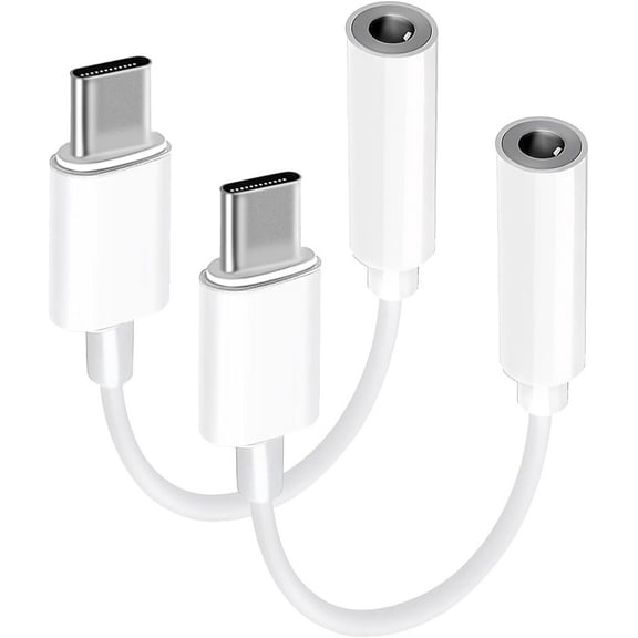 USB-C to 3.5mm Audio Headphone Adapter, 2-Pack Type C to Jack Dongle Adapter Cable Cord Compatible with Apple iPhone 17/16/15/Pro/Max/Plus, iPad, MacBook, Samsung Galaxy S24/S23/S22/ Ultra, Pixel