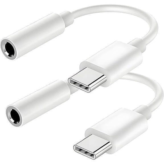 USB-C to 3.5mm Audio Headphone Adapter,HiFi 2 Pack USB C to Aux Female Audio Dongle Cable Cord Compatible with iPhone 16 15 Plus Pro Max Galaxy S25 S24 S23 S22 S21 Ultra Pixel iPad MacBook