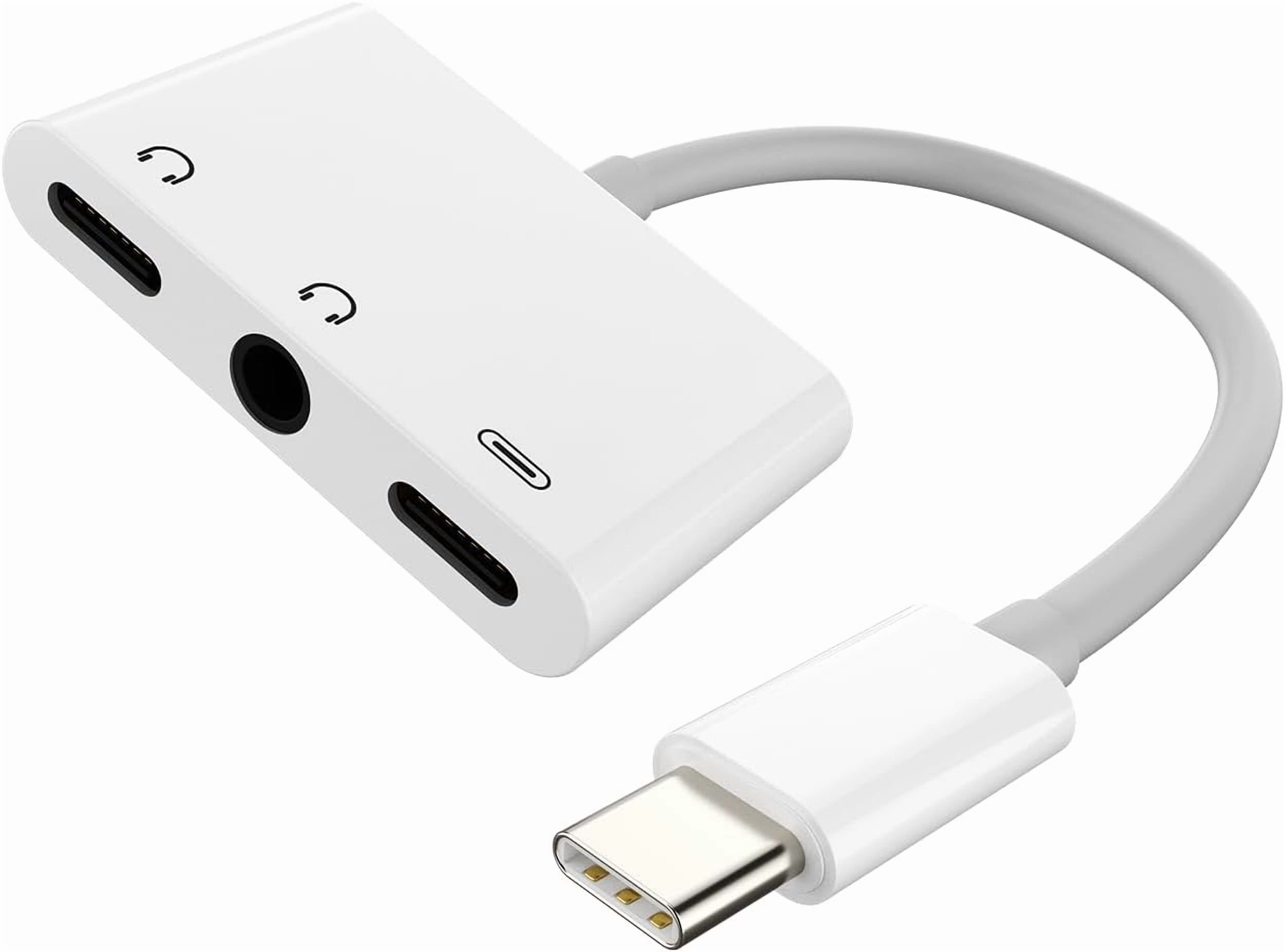for USB-C to 3.5mm Audio iPhone Adapter 3 in 1 Dual Type C Splitter ...