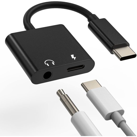 USB-C to 3.5mm Headphone Adapter(2in1) DAC Audio Type C Charger Jack Dongle AUX Splitter Cord Accessories for Galaxy S20 S21 FE S22 Ultra Note10 S9 S10 Pixel LG iPad Pro Air 4 2022 2021