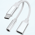 thumbnail image 1 of USB-C to 3.5mm Headphone Adapter Dongle(2 in 1)DAC Type C Charger Splitter for Samsung Galaxy S22 S21 S20 FE Ultra Note10 S9 S10 Google Pixel LG iPad Pro Aux Jack Cord Audio Charging Cable Accessories, 1 of 5