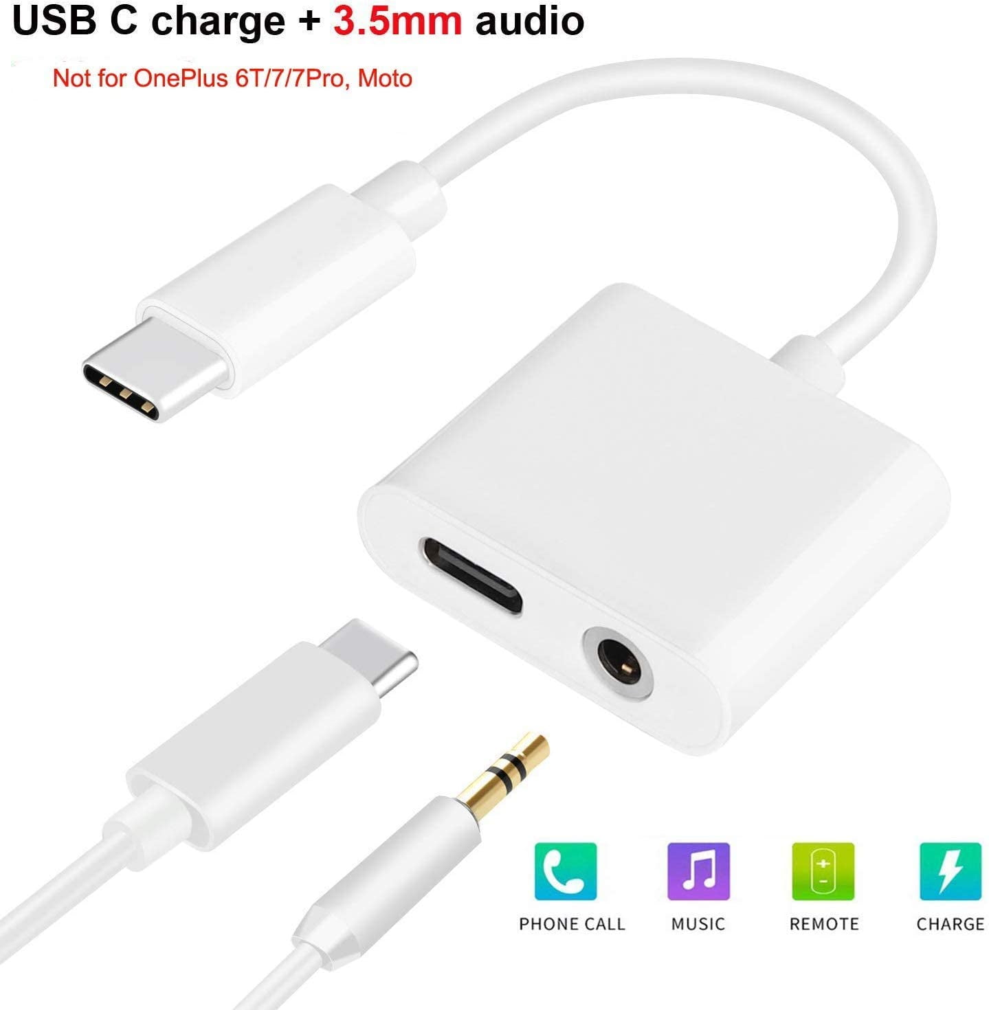 USB C to Headphone Adapter with Fast Charging Compatible for
