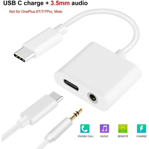 USB C to 3.5mm Headphone Adapter with Fast Charging Compatible for Pixel 4 4XL 3 3XL 2 2XL, Galaxy Note 10/10+,iPad Pro 2018, HTC, Essential Phone,XiaoMi and More USB C Phone(Not for Moto and OnePlus)