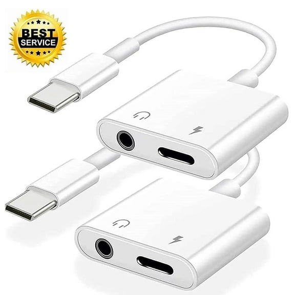 USB C to 3.5mm Headphone and Charger Adapter, 2-Pack Type C to Aux Jack Dongle Cable Cord with PD Fast Charging for iPhone 15/16 Pro/Max/Plus, iPad, Samsung Galaxy S22/S23/S24 Ultra, Note 20