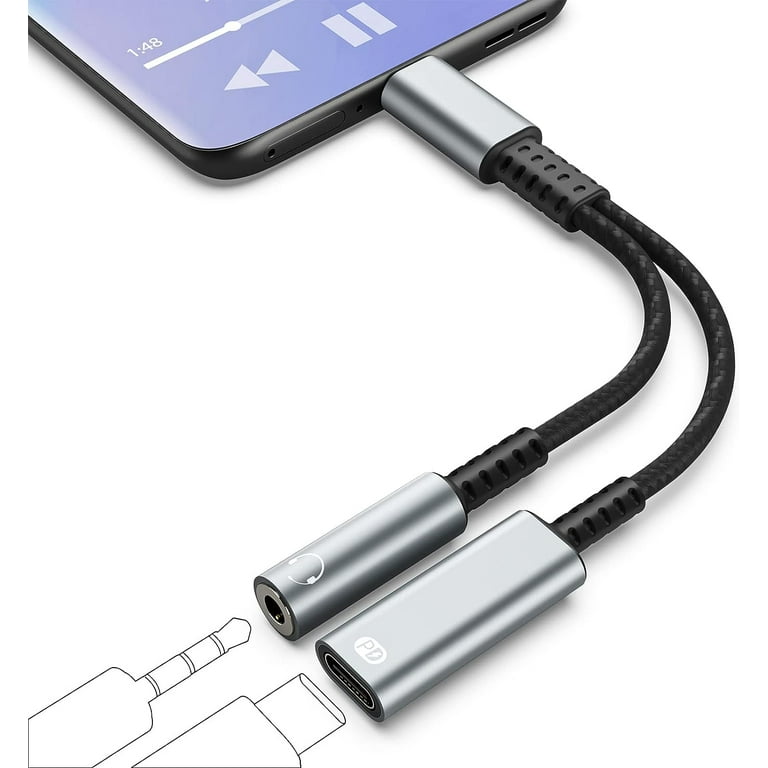 USB Type C To 3.5mm Aux Audio Charging Cable Adapter Splitter