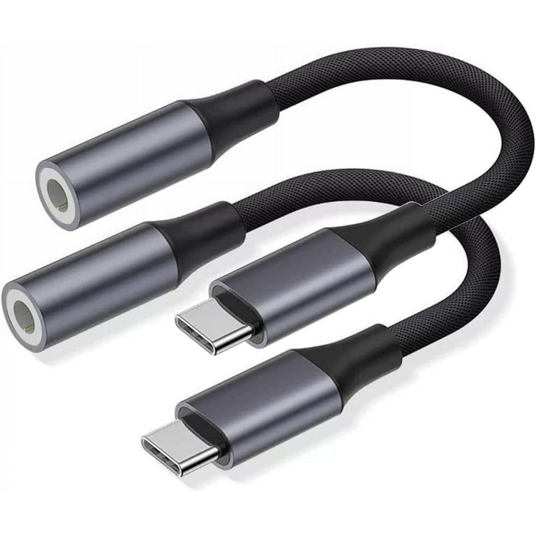 USB C to 3.5mm Headphone Jack Adapter 2 Pack USB Type C to Aux Audio Dongle Earphone Adaptor Compatible with Samsung Galaxy S22 S21 S20 Note 20 A73 A53 Xiaomi Huawei Pixel