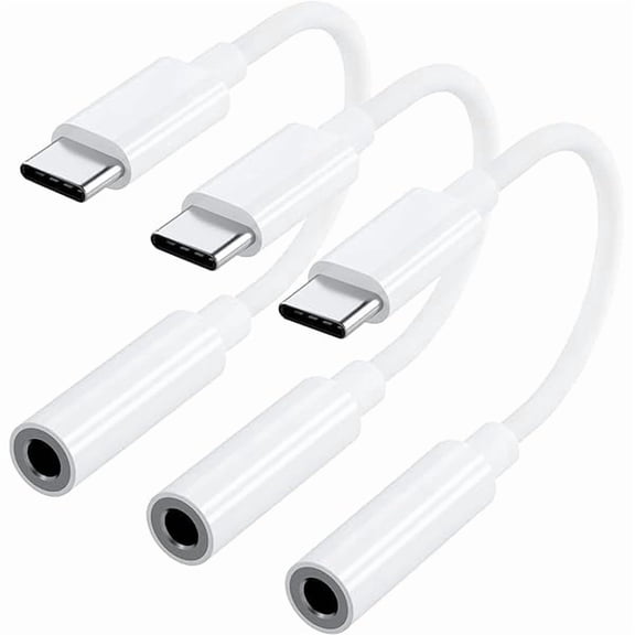USB C to 3.5mm Headphone Jack Adapter, 3 Pack USB Type C to Aux Dongle Cable Cord Adapter Compatible wtih iPhone 16/16 Plus/16 Pro/16 Pro Max/15/15 Plus/15 Pro/15 Pro Max, iPad Pro/Air/Mini, Galaxy