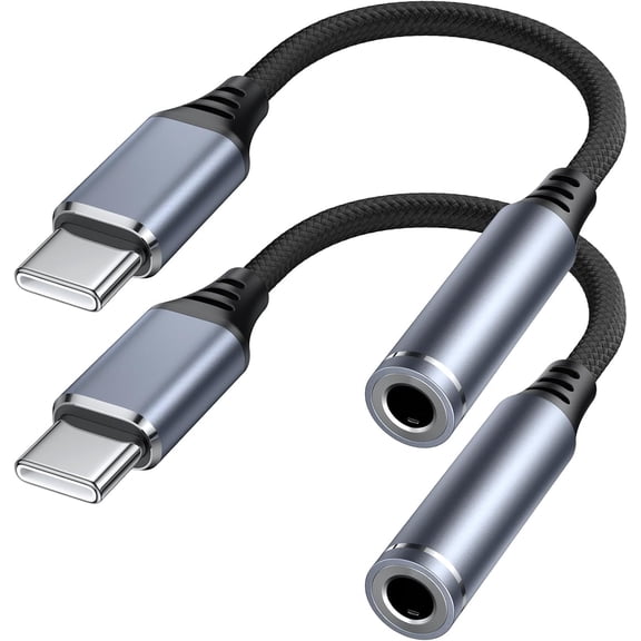 USB C to 3.5mm Headphone Jack Adapter, Type C to Aux Audio Dongle Cable Cord Compatible with iPhone 16/15, Google Pixel 9/8/7, Samsung Galaxy S25/S24/S23 Ultra, iPad Pro