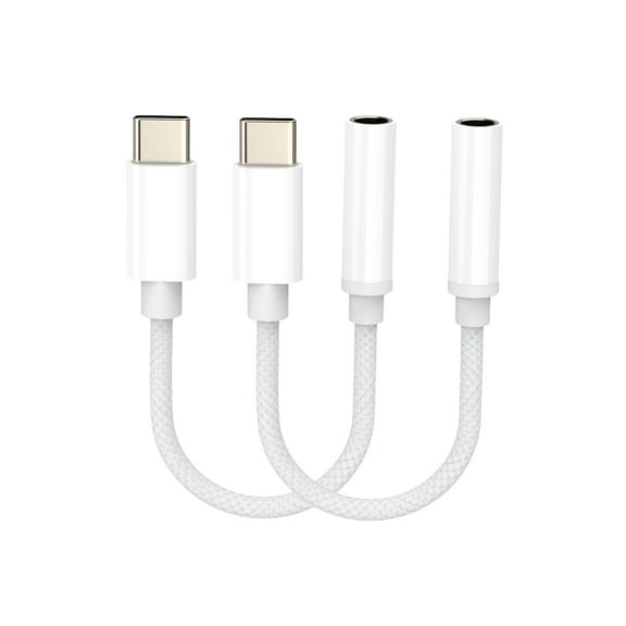 USB C to 3.5mm Headphone Jack Adapter, USB C to Aux Audio Dongle Nylon Cable for iPhone 15 Pro/15 Plus/15 Pro Max,iPad,MacBook, for Samsung Galaxy S24 S23 S22, and More Type C Devices (2 Pack)